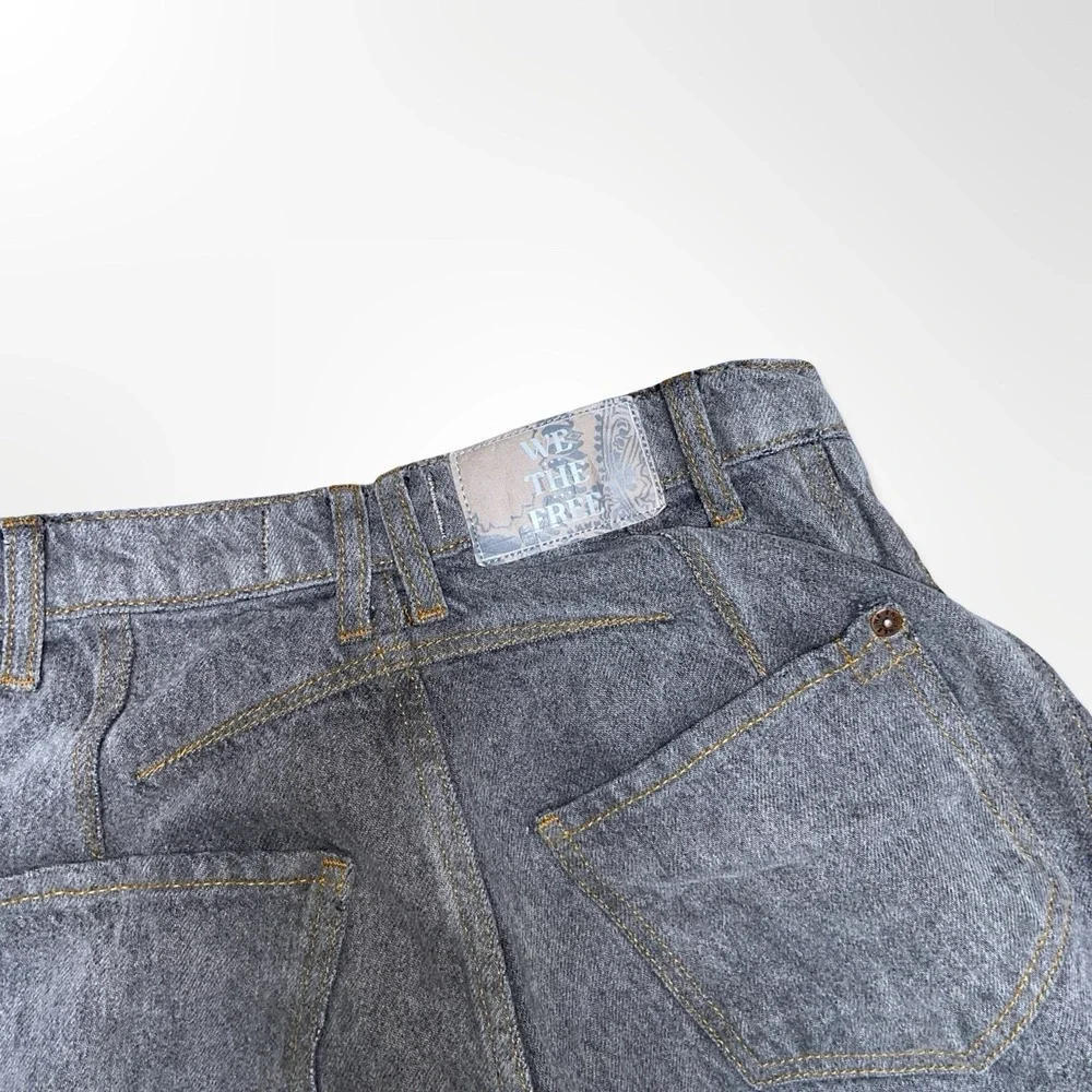 We The Free Lucky You Mid Rise Barrel Jeans Women's Size 24 Gray Acid Wash Denim